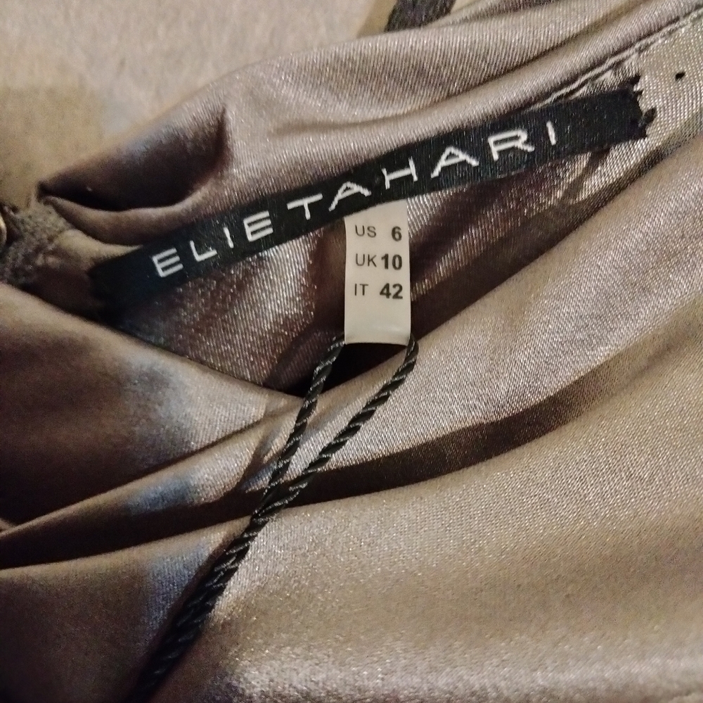 Sadie silver silk midi dress semi formal size 6 by Elie Tahari - Picture 7 of 10